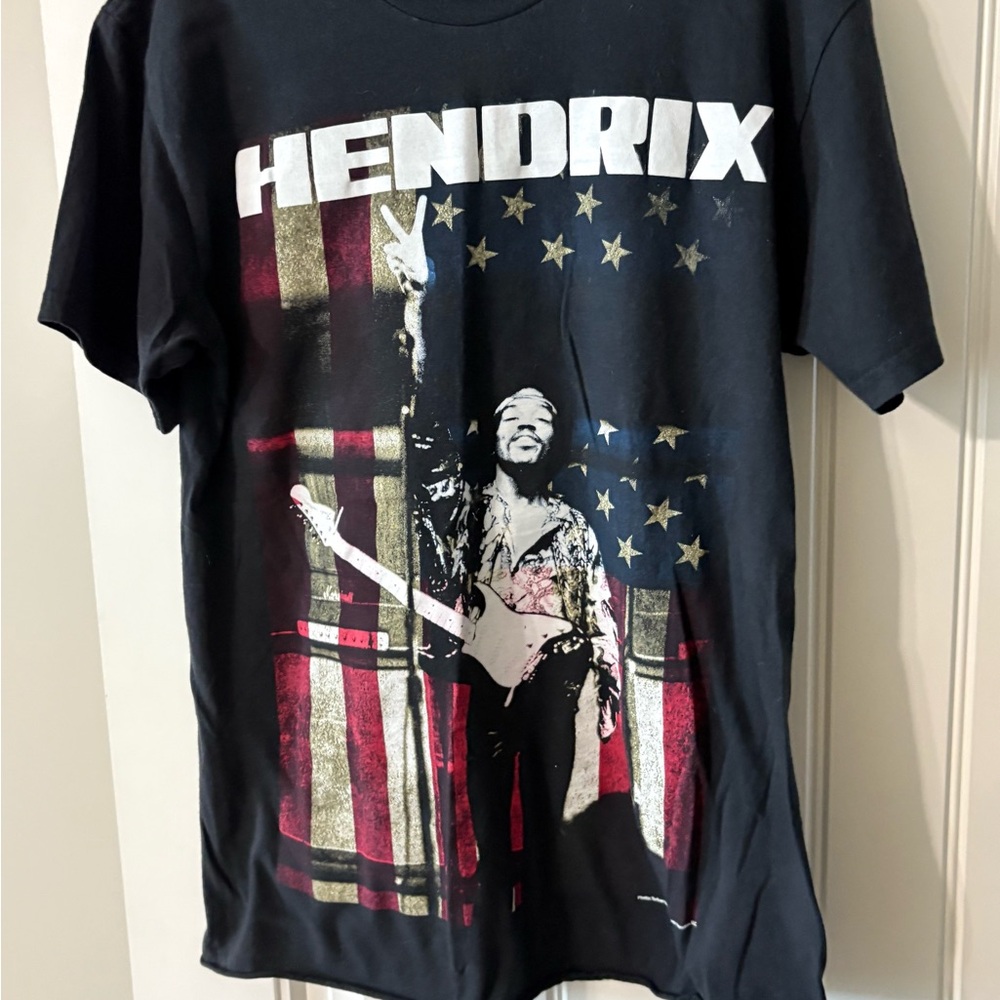 Authentic Jimi Hendrix Black and Red Short Sleeve Tee Band T-Shirt
